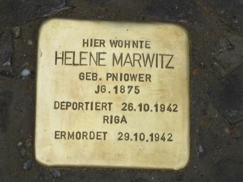 Stolperstein für Helene Marwitz. Copyright: MTS