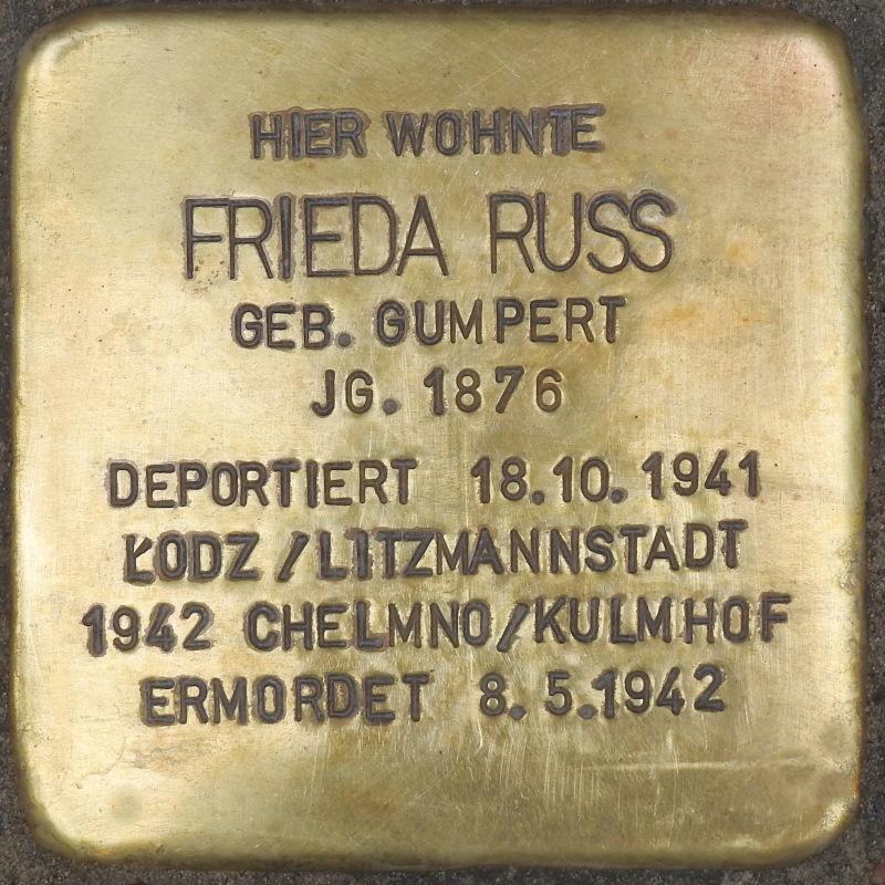 Stolperstein Frieda Russ Bild: Stolpersteine-Initiative CW, Hupka