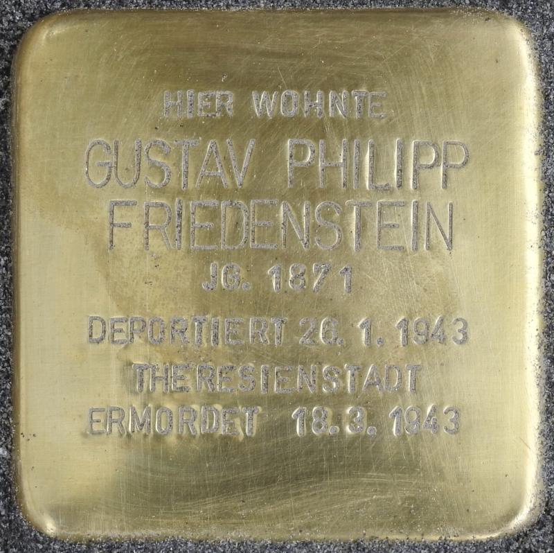 Stolperstein Gustav Philipp Friedenstein Bild: Stolpersteine-Initiative CW, Hupka