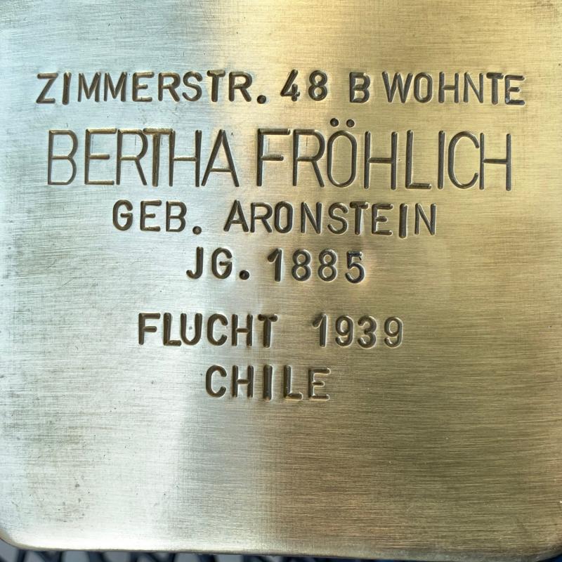 Stolperstein Bertha Fröhlich © Hans-Wilhelm Saure