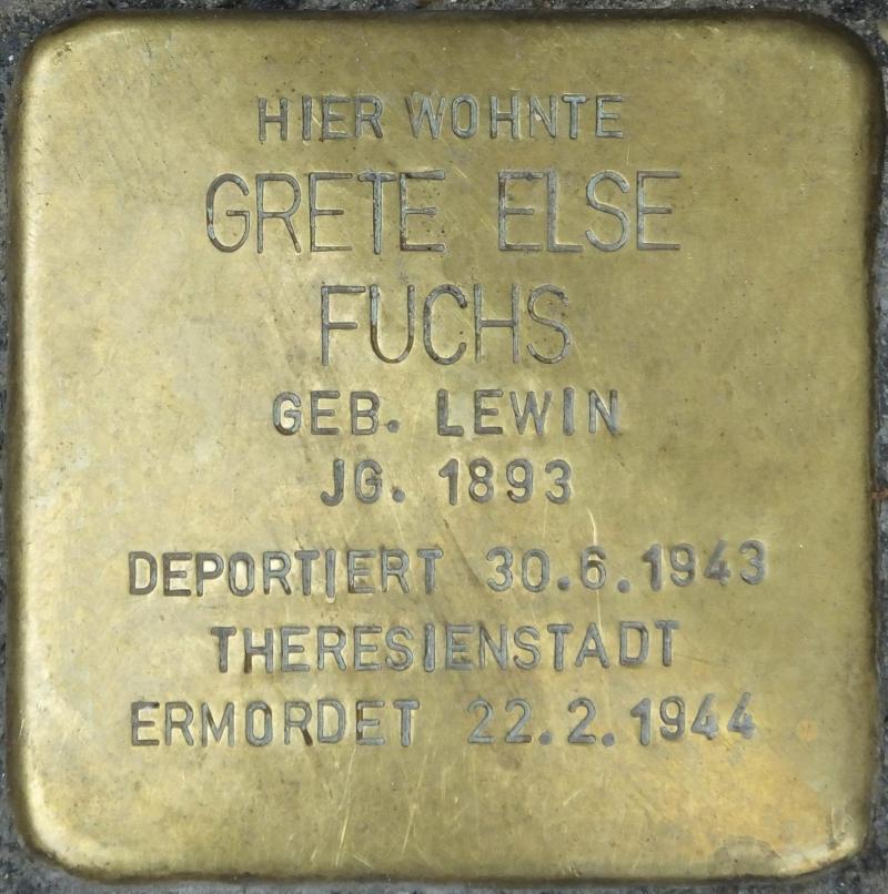 Stolperstein Grete Else Fuchs Bild: Stolpersteine-Initiative CW, Hupka
