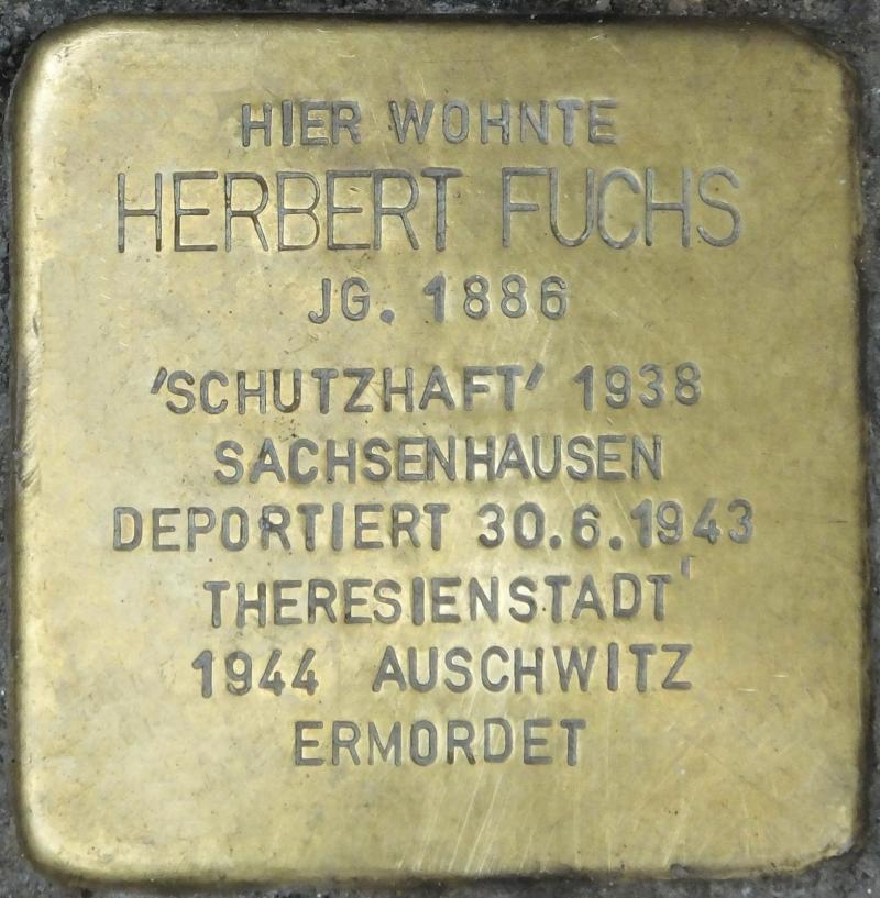 Stolperstein Herbert Fuchs Bild: Stolpersteine-Initiative CW, Hupka