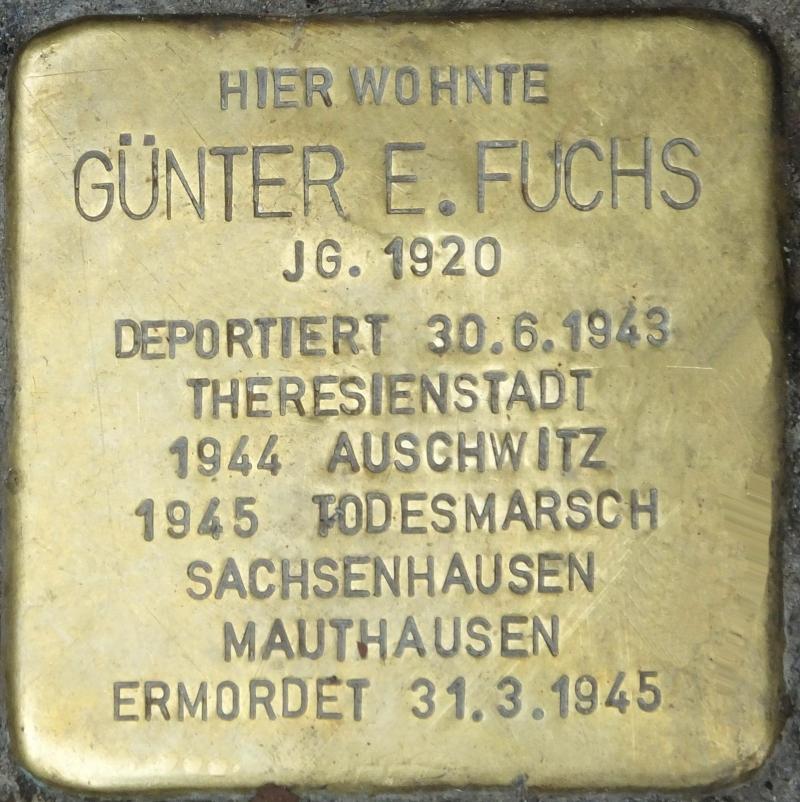 Stolperstein Günter E. Fuchs Bild: Stolpersteine-Initiative CW, Hupka