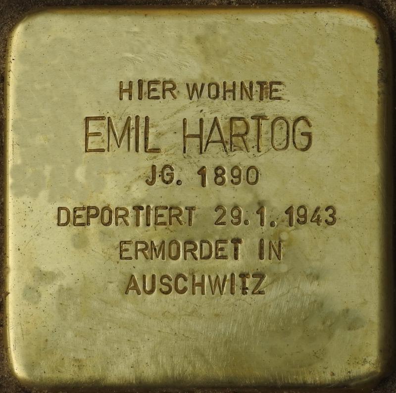 Stolperstein Emil Hartog, Bild: H.-J. Hupka