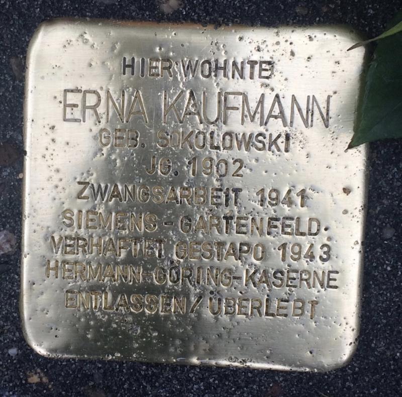 Stolperstein Erna Kaufmann / © Stolperstein Initiative