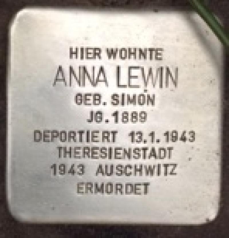 Stolperstein Anna Lewin, Foto: Initiative