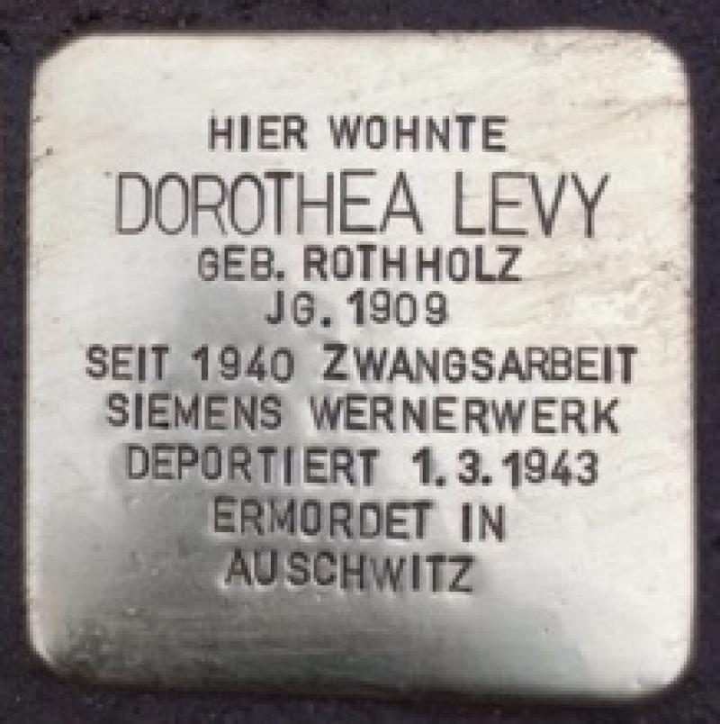 Stolperstein Dorothea Levy, © Stolperstein-Initiative