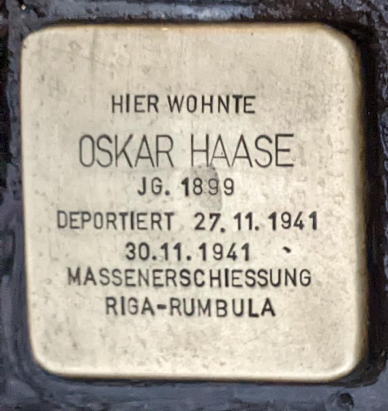 Stolperstein Oskar Haase, Foto: Andrew Dexter