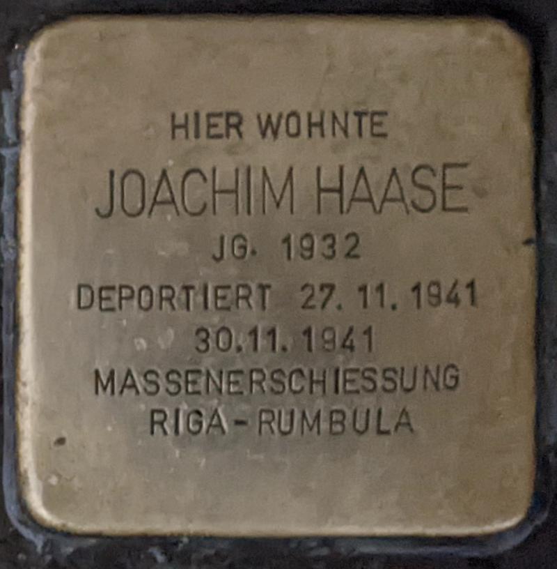 Stolperstein Joachim Haase, Foto: Andrew Dexter