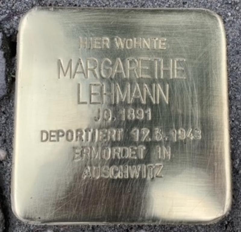 Stolperstein für Margarthe Lehmann, Foto: Initiative Mitte