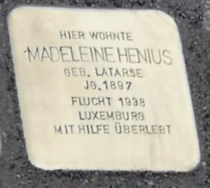 Stolperstein Madeleine Henius, Foto: Dr. Ralf Forsbach