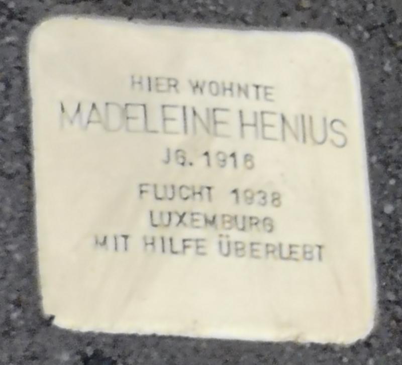 Stolperstein Madeleine Henius, Foto: Dr. Ralf Forsbach