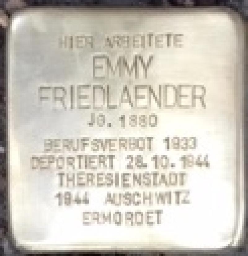 Stolperstein Emmy Friedlaender © Initiative Mitte