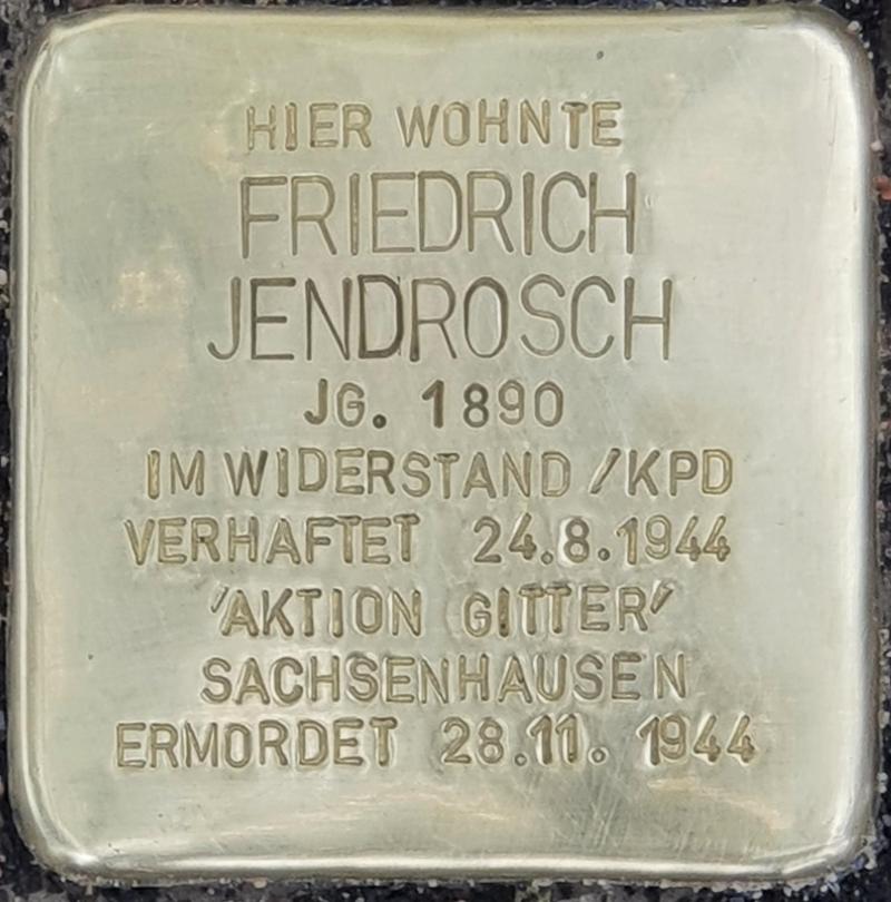 Stolperstein Friedrich Jendrosch © Erika Albers
