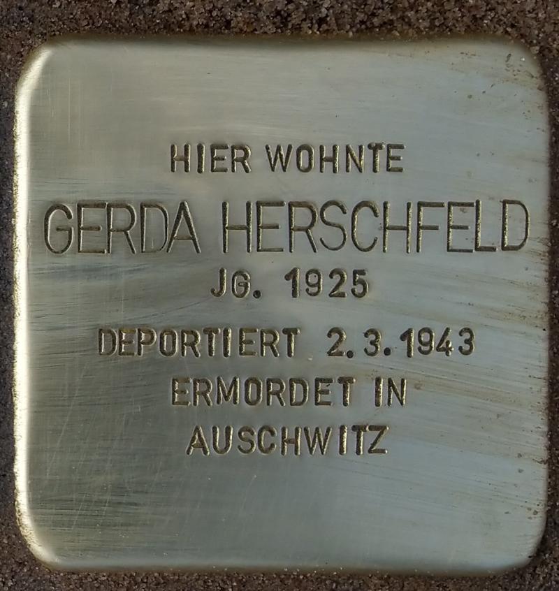 Stolperstein Gerda Herschfeld © Koordinierungsstelle Stolpersteine Berlin