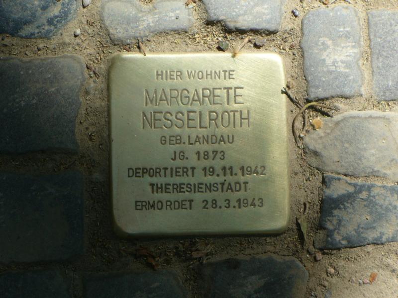 Stolperstein Margarete Nesselroth Bild: BA CW, B.Plewa