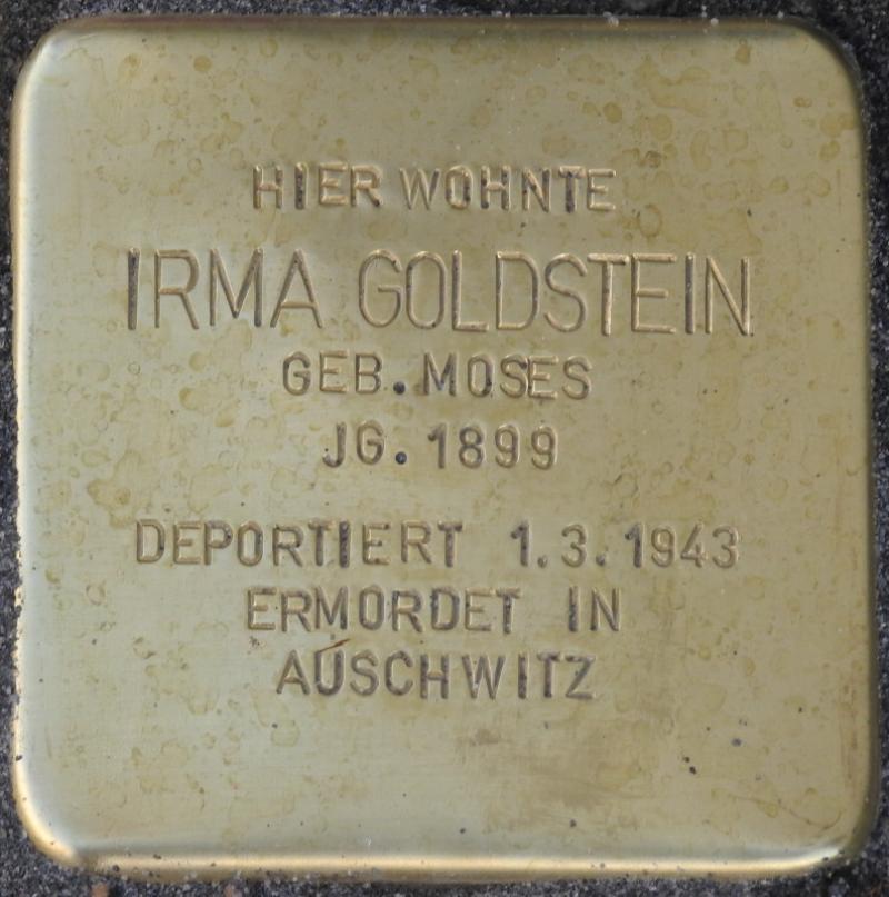 Stolperstein für Irma Goldstein; Bild: Stolpersteine-Initiative CW, Hupka