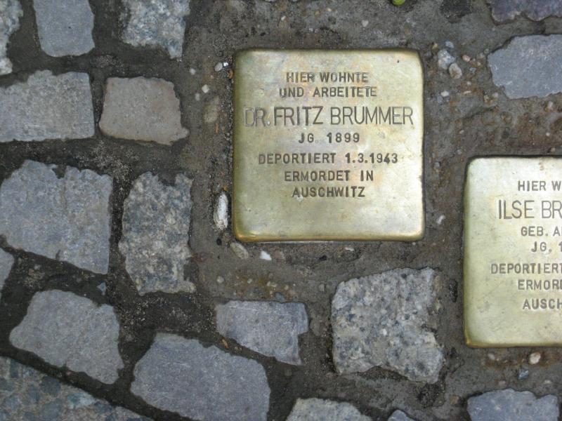 Stolperstein für Dr. Fritz Brummer. Copyright: MTS