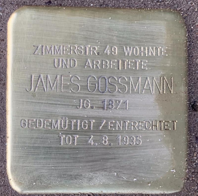 Stolperstein James Gossmann © Hans-Wilhelm Saure