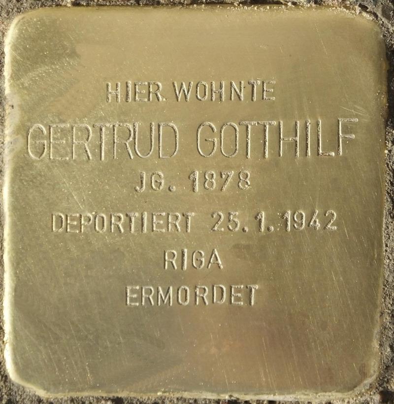 Stolperstein Gertrud Gotthilf Bild: Stolpersteine-Initiative CW, Hupka