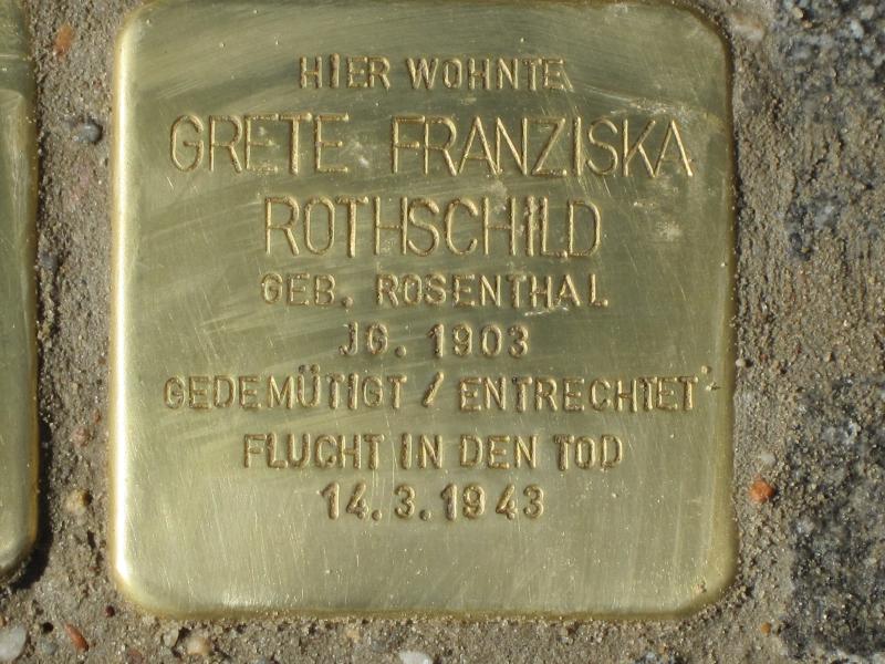 Stolperstein für Grete Franziska Rothschild. Copyright: MTS