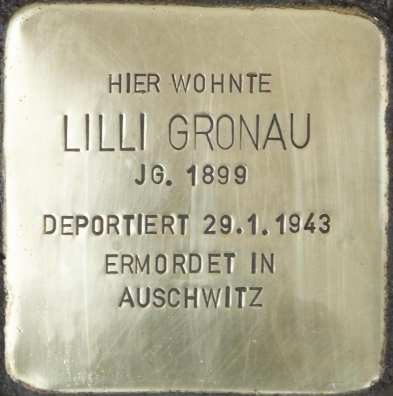 Stolperstein für Lilli Gronau, Foto: Stolpersteine-Initiative CW, H.j. Hupka, 2014 Adolf Hanau, Foto: Stolpersteine-Initiative CW, H.j. Hupka, 2014