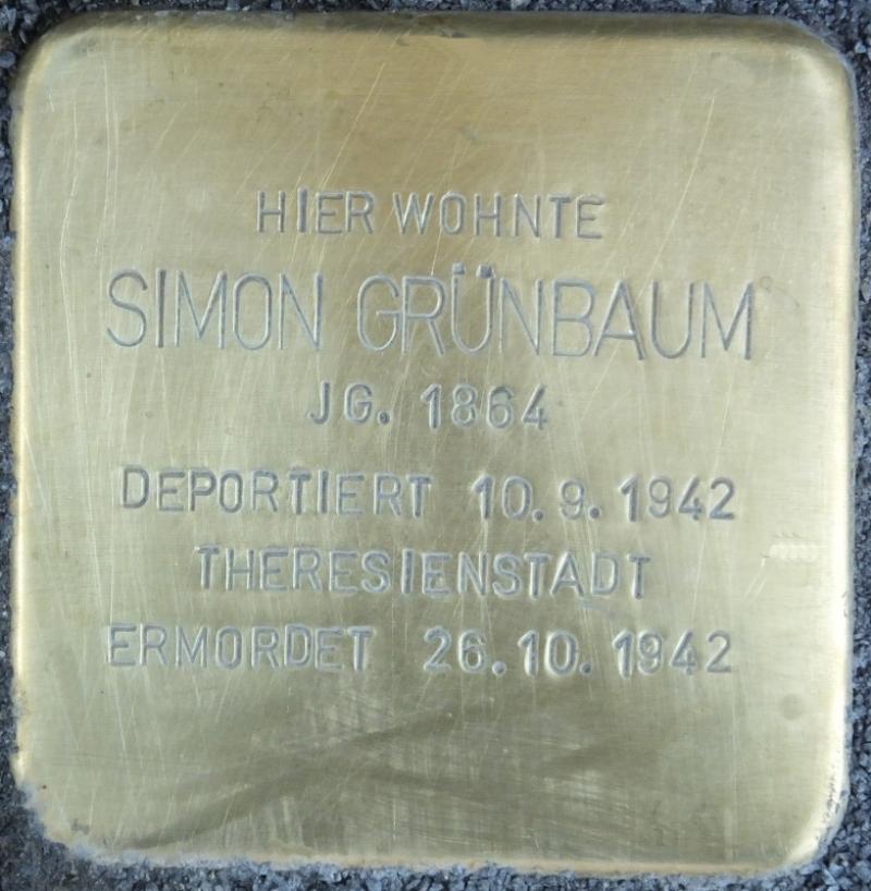 Stolperstein Simon Grünbaum Bild: Stolpersteine-Initiative CW, Hupka