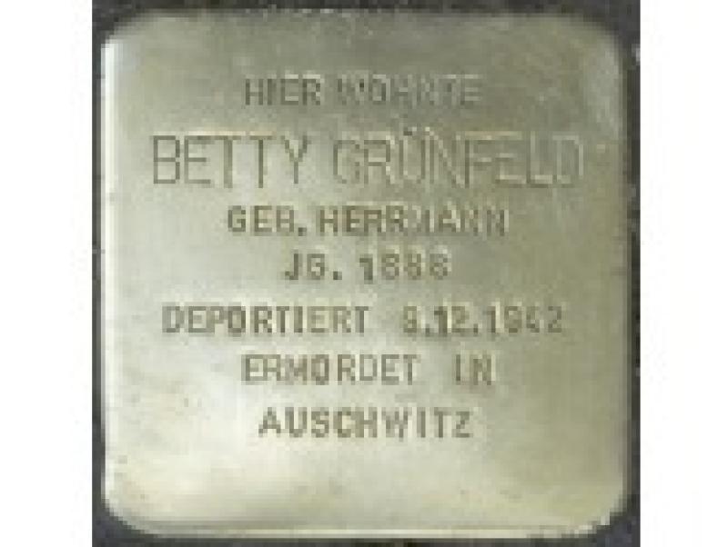 Stolperstein Betty Grünfeld Bild: Stolpersteine-Initiative CW, Hupka
