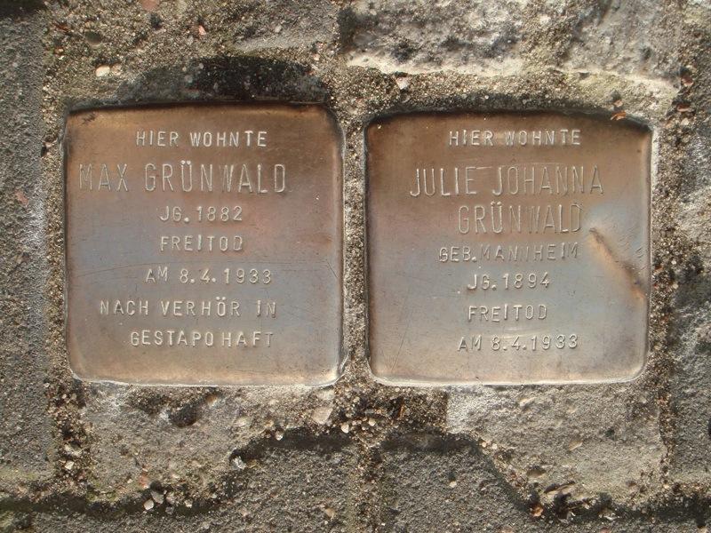 Stolpersteine für Julie Johanna und Max Grünwald