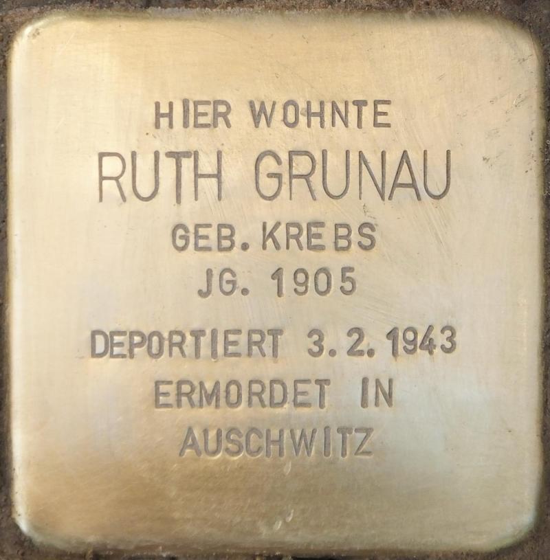 Stolperstein Ruth Grunau Bild: Stolpersteine-Initiative CW, Hupka