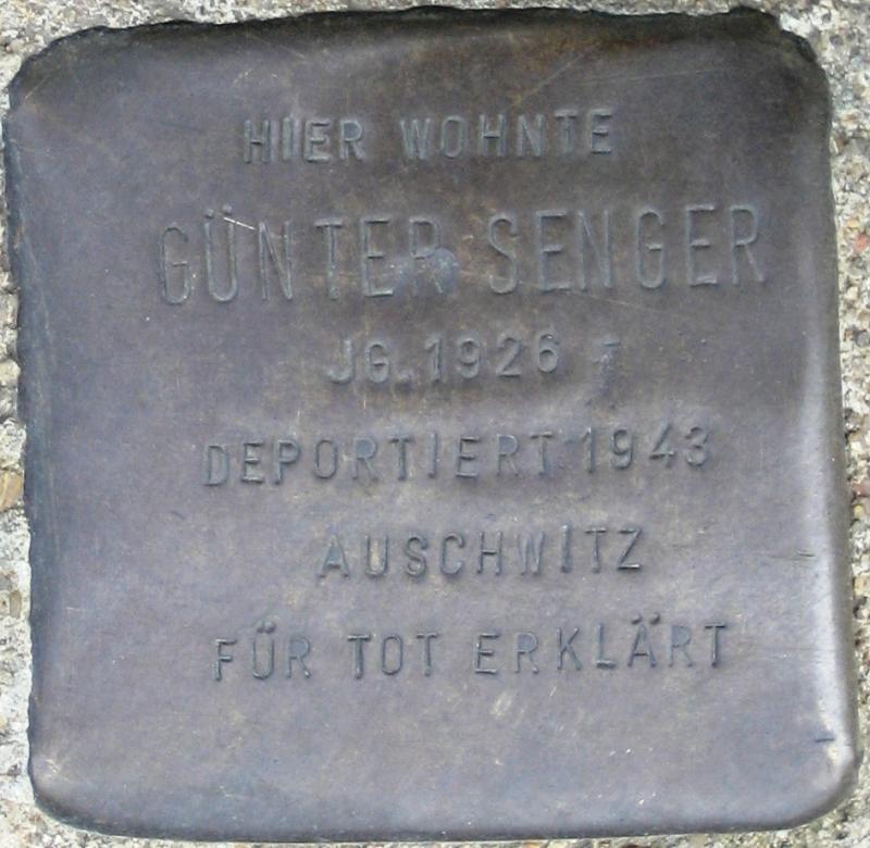 Stolperstein für Günter Senger.