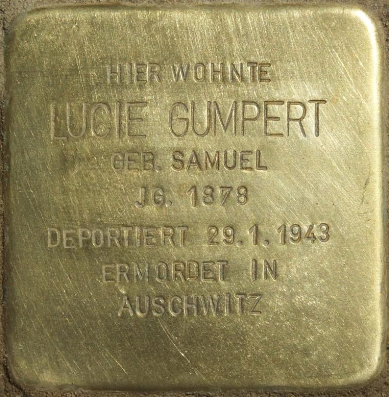 Stolperstein Lucie Gumpert Bild: Stolpersteine-Initiative CW, Hupka