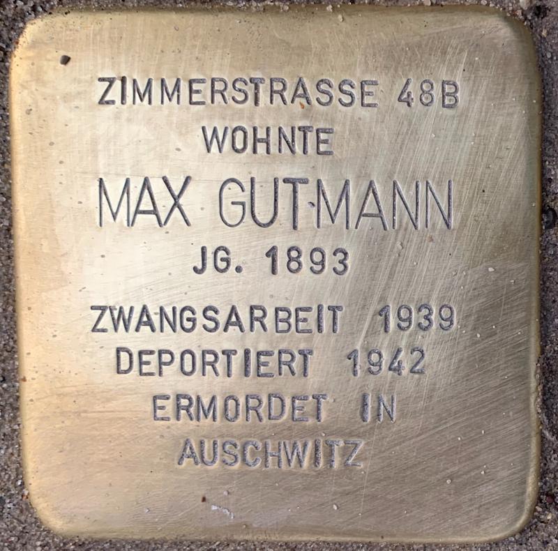 Stolperstein Max Guttmann © Hans-Wilhelm Saure