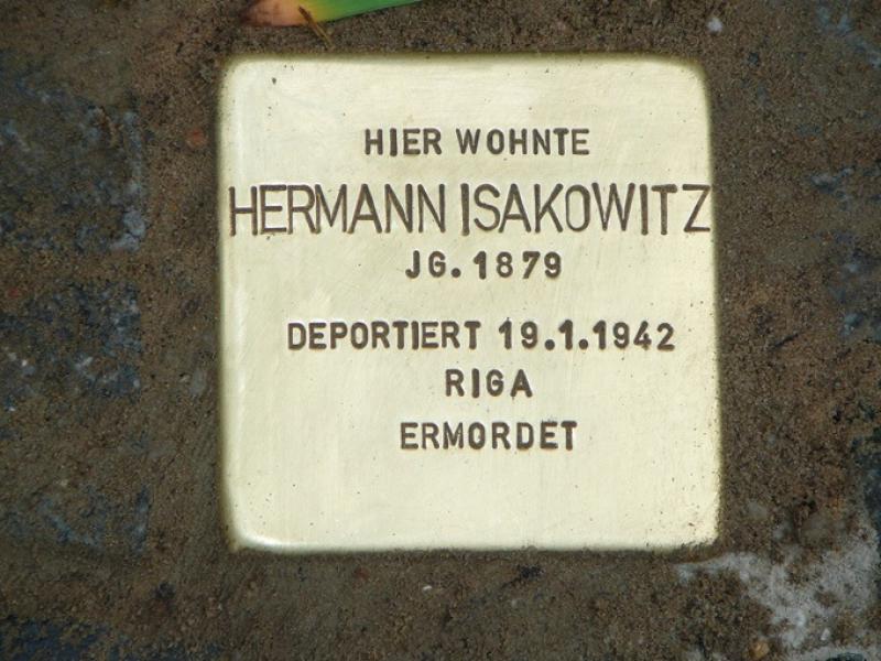 Stolperstein Hermann Isakowitz - Foto: Initiative Stolpersteine Charlottenburg-Wilmersdorf