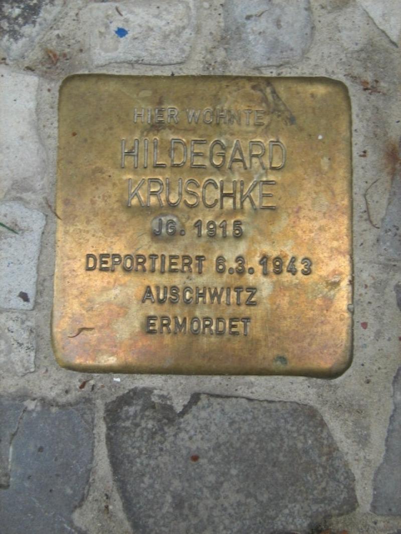 Stolperstein für Hildegard Kruschke. Copyright: MTS
