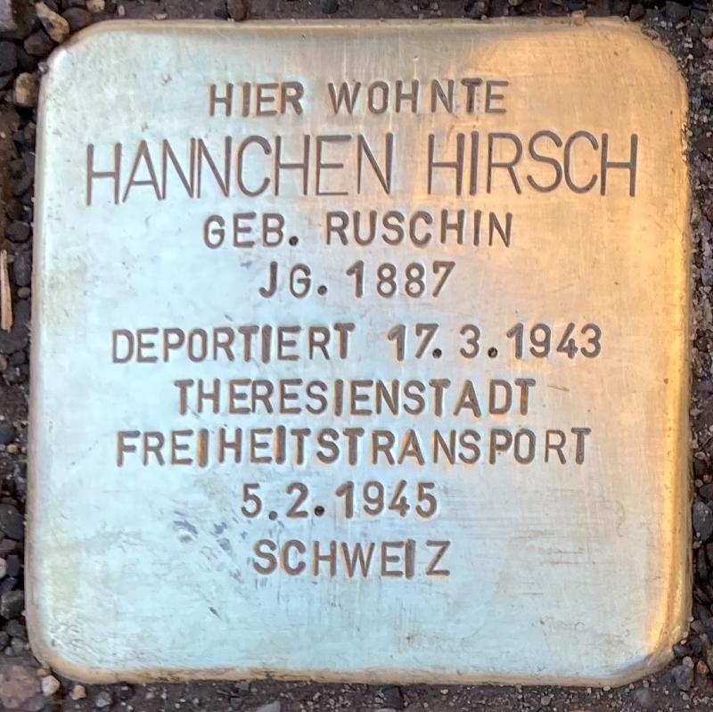 Stolperstein Hannchen Hirsch © Koordinierungsstelle Stolpersteine Berlin