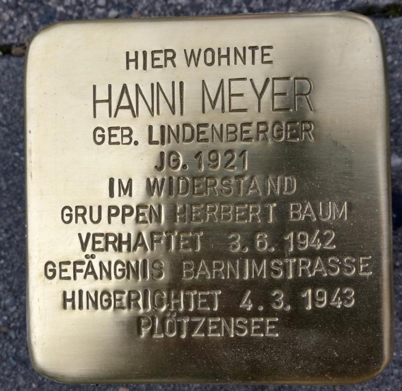 Stolperstein Hanni Meyer © Koordinierungsstelle Stolpersteine Berlin