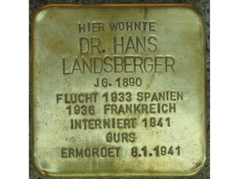 Stolperstein Dr. Hans Landsberger © H. J. Hupka