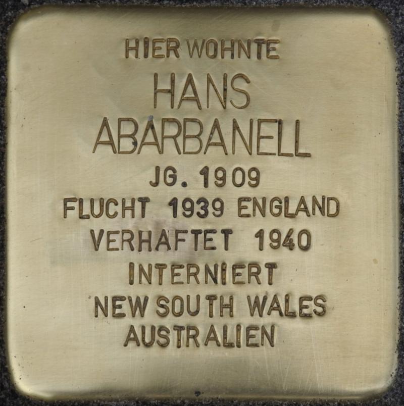 Stolperstein Hans Abarbanell Bild: Stolpersteine-Initiative CW, Hupka