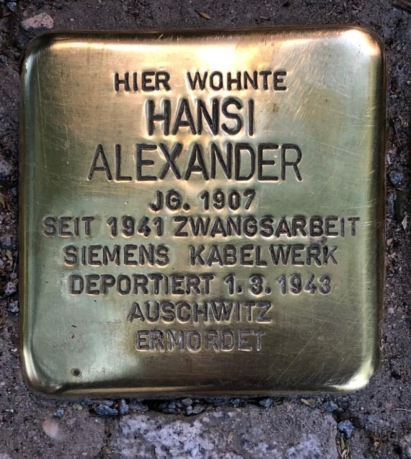 Stolperstein Hansi Alexander © S. Davids