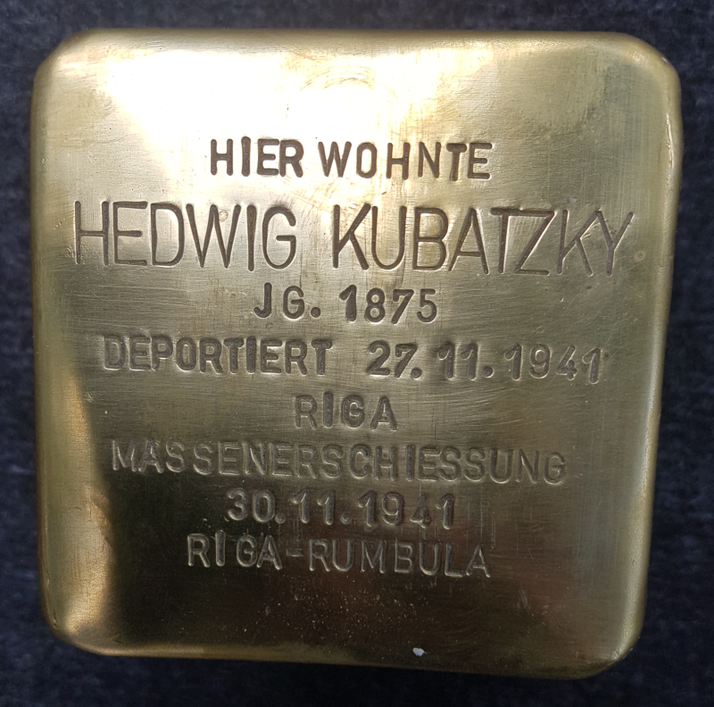 Stolperstein Hedwig Kubatzky © Initiative