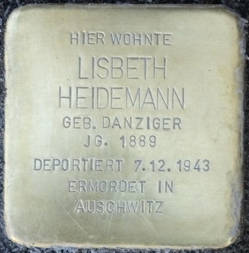 Stolperstein Lisbeth Heidemann Bild: Stolpersteine-Initiative CW, Hupka