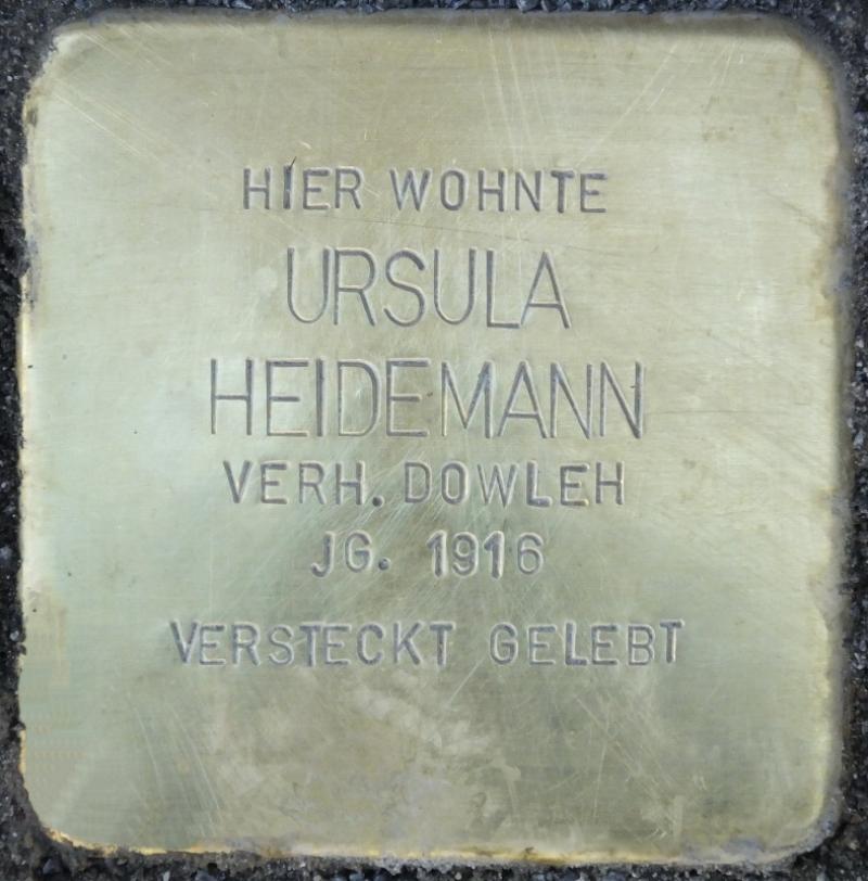 Stolperstein Ursula Heidemann Bild: Stolpersteine-Initiative CW, Hupka