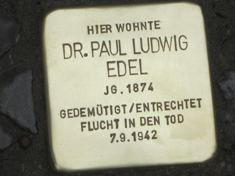 Stolperstein für Dr. Paul Edel. Copyright: MTS