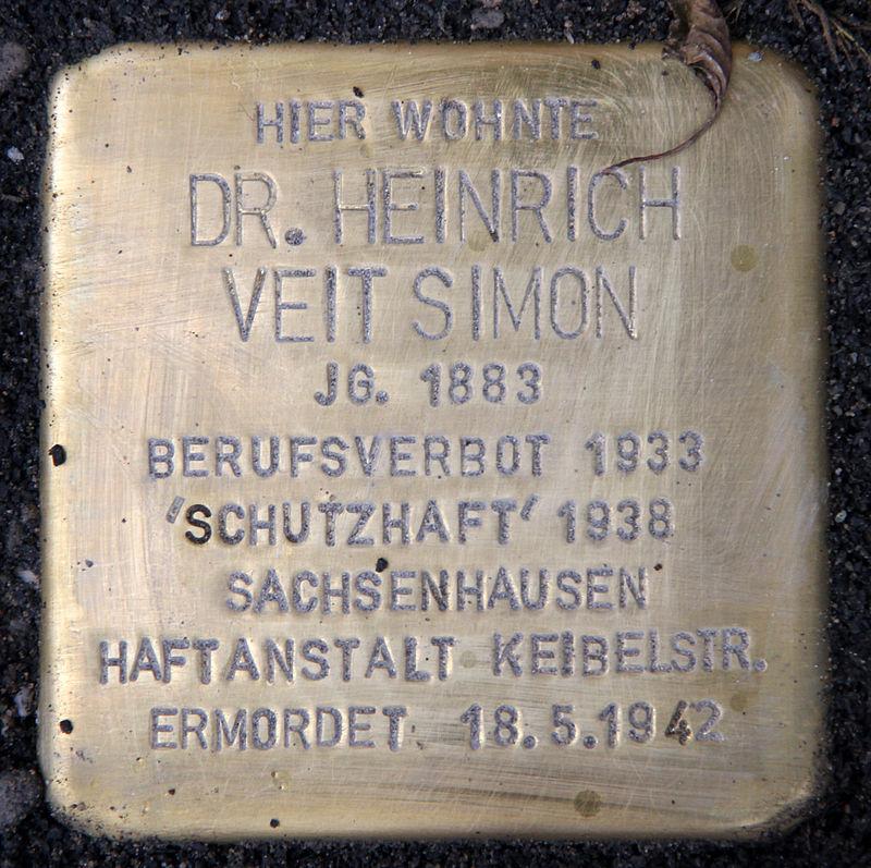 Stolperstein Dr. Heinrich Veit Simon © OTFW