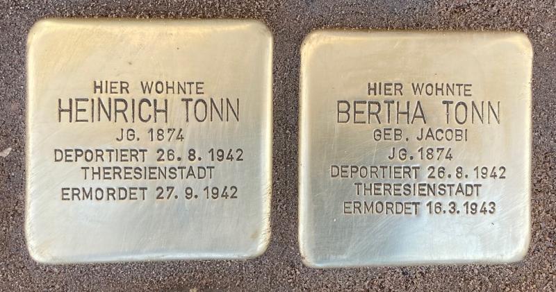 Stolpersteine Heinrich und Bertha Tonn © Koordinierungsstelle Stolpersteine Berlin