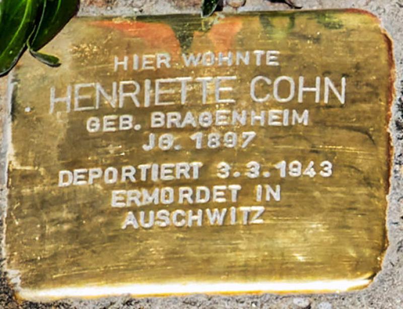 Stolperstein Henriette Cohn - Quelle: privat