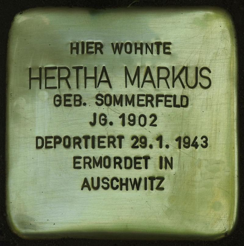 Stolperstein Hertha Markus Bild: Stolpersteine-Initiative CW, Hupka