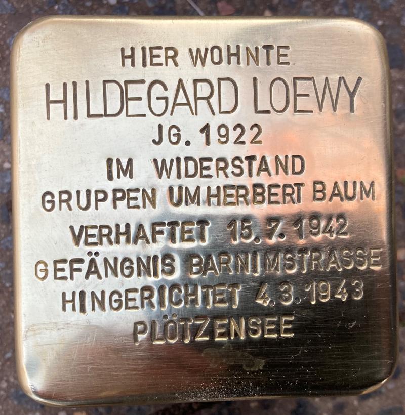 Stolperstein Hildegard Loewy © Koordinierungsstelle Stolpersteine Berlin