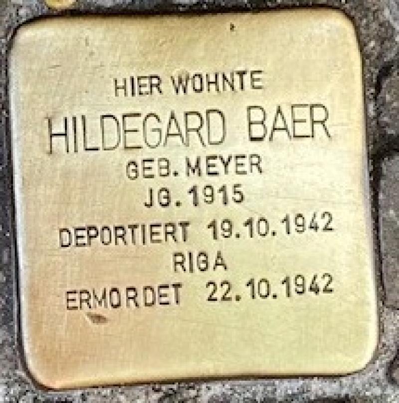 Stolperstein Hildegard Baer © Joachim Kaufmann